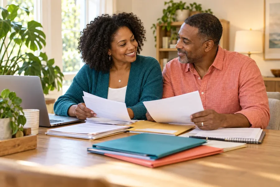 A couple planning their family records together